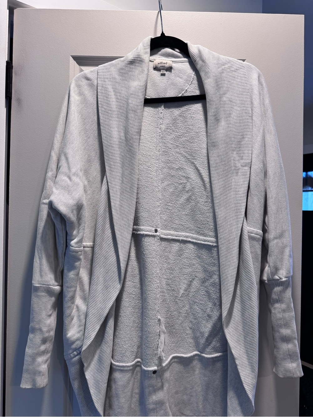 Wilfred Light Gray Shawl-Collar Open Front Cardigan